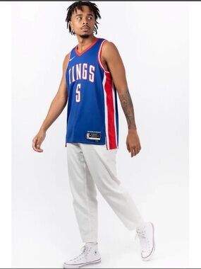 NBA Kings #5 Royal Blue & Red Men’s Basketball Jersey